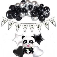 Panda Temalı Doğum Günü Seti 50 Adet Balonlu Doğum Günü Süsü