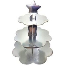 Metalik Gümüş Cupcake Standı