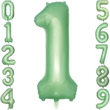 Retro Yeşili Mat Yeşil Rakam Folyo Balonu