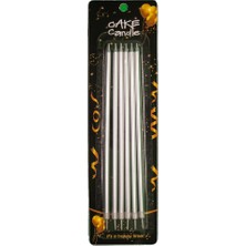 6 Lı Ince Uzun Gümüş Mum 20CM