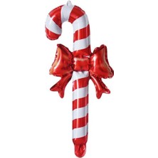 Yılbaşı Kurdeleli Baston Folyo Balon 56X27 cm