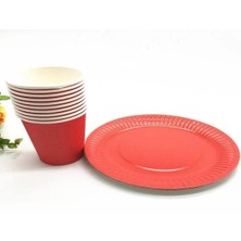 Renkli Dayanıklı Kullan At 8 Er Adet 22 cm Doğum Günü Partisi Silver Karton Tabak Bardak Set