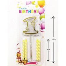 Şeffaf 1 Rakam Gold Mum 12CM