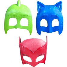 Pijamaskeliler Baykuş Kız Kedi Çocuk Kertenkele 3 Lü Plastik Oyuncak Maske Seti