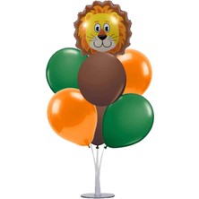 Safari Hayvan Temalı Balon (Aslan) ve 7 Li Balon Stand