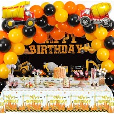 Inşaat Temalı Kamyon Folyo Balonlu Lüks Hazır Doğum Günü Süsü Parti Seti 30 Balonlu