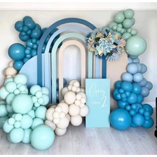Retro Derin Okyanus Yeşili Fırtına Mavisi Balon Doğum Günü Set Balon Zinciri