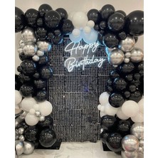 Pastel Siyah-Krom Gümüş Balon Zincir Seti