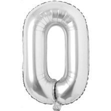 Beren Parti Gümüş Folyo Rakam Balon 100 cm Helyum Uyumlu Balon 1234567890 Rakamı