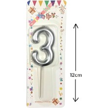 Büyük Boy 3 Rakam Gümüş Mum 12CM