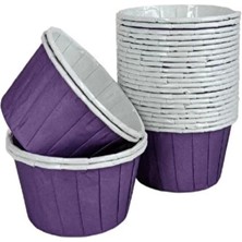 50LI Kalın Kağıt Puantiyeli Kek Kapsülü Mor