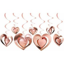 10'lu 3 Boyutlu Kalp Tavan Süs Rose Gold