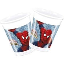 ( 8 Adet ) Plastik Bardak Lisanslı Spiderman Örümcek Adamlı At Bardak 200 ml
