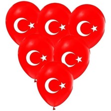 10 Adet Bayrak Balon Türk Bayraklı Kırmızı Baskılı Balon Ay Yıldız Balon-Helyum Uyumlu Uçan Balon