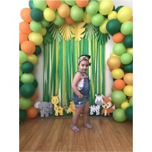 50 Adet Yeşil Turuncu Sarı Fıstık Yeşili Balon Safari Konsept Kayvanlar