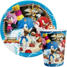 Sonic Temalı Karton Tabak Bardak Seti 8kişilik