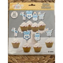 8 Adet Simli Kürdan Mavi Renk Hoş Geldin Bebeğim Yazısı