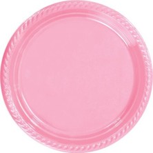 Parti Aksesuar Pembe Plastik Tabak 22 cm 25'li