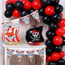 30 Adet Kırmızı Siyah Balon Korsan Konsept