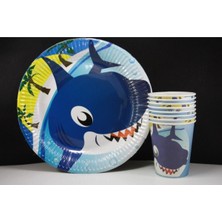 Köpek Balığı 8'li Karton Tabak Bardak Seti