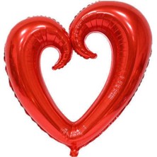 1 Adet 40 Inç 100 cm Ortası Boş Folyo Kırmızı Kalp Balon Doğum Günü Şık Süsleme