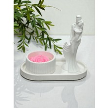 ArtnestbyAysun Sevgililer Günü Hediye, Minimalist Çift Heykeli ve Gül Kokulu Mum Seti, Dekoratif Çift Figürü, Obje, Ev Dekoru