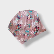 Her Yaş Güzel Kahve Çiçek Desenli Kare Vual Ipek Eşarp