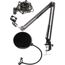 Profesyonel Mikrofon Standı, Pop Filter ve Shock Mount Seti
