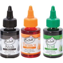 60 gr 3 Lü Siyah-Turuncu-Yeşil Su Bazlı Likit Sıvı Gıda Boyası 3 Adet