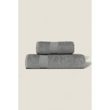Ellaline 2'li Banyo Havlusu Seti %100 Pamuk Sertifikalı, Vücut ve Baş Havlusu, 50X90 - 70X140 Gri