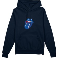 The Lucid Lab The Rolling Stones Blue Oversize Hoodie - Lacivert