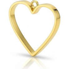 Stonechem 3.5 cm Kalp Gold Zamak Kolye Ucu Epoksi ve Takı Yapımına Uygun(5 Adet)