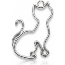 Stonechem 3.5 cm Metalik Kedi Zamak Kolye Ucu Epoksi ve Takı Yapımına Uygun(5 Adet)