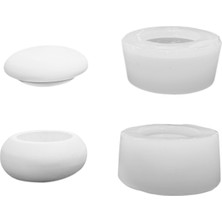 Tahtakale Toptancı Silikon 3D Minimal Kapaklı Yuvarlak Taş Tozu Mumluk Kalıbı