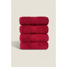 Ellaline 4'lü El Yüz Havlusu Seti %100 Pamuk Sertifikalı Banyo | Mutfak Çeyizlik 50X90CM Bordo