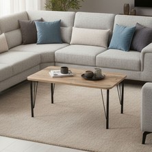 Ratemo Mobilya Modern Tasarım Orta Sehpa 90X45X45 cm Desenli Metal Ayaklı