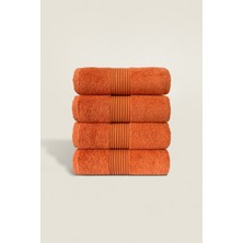 Ellaline 4'lü El Yüz Havlusu Seti %100 Pamuk Sertifikalı Banyo | Mutfak Çeyizlik 50X90CM Kiremit Turuncu
