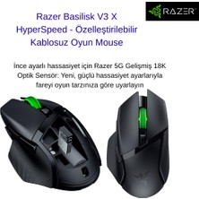 Razer Basilisk V3 x Hyperspeed - Özelleştirilebilir Kablosuz Oyun Mouse Hyperspeed Kablosuz,...