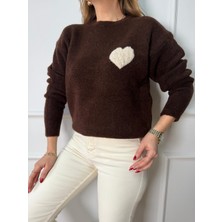 Size Özgü Kahve Kalpli Kazak