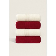 Ellaline 4'lü El Yüz Havlusu Seti %100 Pamuk Sertifikalı Banyo | Mutfak | Çeyizlik 50X90CM Krem - Bordo