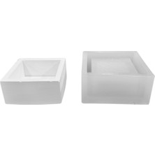 Tahtakale Toptancı Silikon 3D Kare Taş Tozu Saksı ve Mumluk Kalıbı