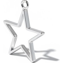 Stonechem 5 Adet Yıldız Model Metalik Gümüş Zamak Kolye Ucu 3.5 cm – Epoksi Reçine ve Takı Tasarımı İçin Kaliteli Metal Çerçeve (Paslanmaya Dayanıklı, Takı Yapım Aparatı)