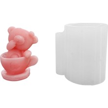 Tahtakale Toptancı Silikon 3D Fincan Içine Oturmuş Sevimli Ayıcık Mum Kalıbı