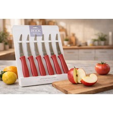 Rooc 6’lı Meyve Bıçağı Seti – Paslanmaz Çelik Tırtıklı Keskin Meyve Bıçakları, Ergonomik Kaymaz Sap, Elma Portakal Domates Için Günlük Kullanım