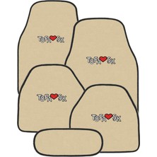 Tusba Market Tofaş Şahin Doğan Kartal Uyumlu 5'li Nakışlı Bej Oto Halı Paspas Seti - Siyah Kenarlı