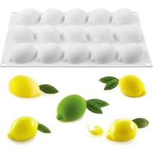 Tahtakale Toptancı 3D Meyve Limon Şekilli Silikon Kalıp Pasta Kek ve Çikolata Kalıbı 15 Li