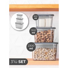 Vienev Foly Poli 3lü Dikdörtgen Saklama Kabı Derin 1X(2300 Ml, 1300 Ml, 800 Ml)