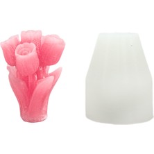 Tahtakale Toptancı Silikon 3D 5 Güllü Çiçek Buketi Mum Kalıbı