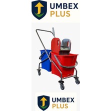 Umbex Çift Kovalı Krom Paspas Arabası Temizlik Arabası Islak Mop Seti