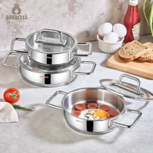 Amboss Nova 6 Parça Paslanmaz Çelik Cam Kapaklı Sahan Seti